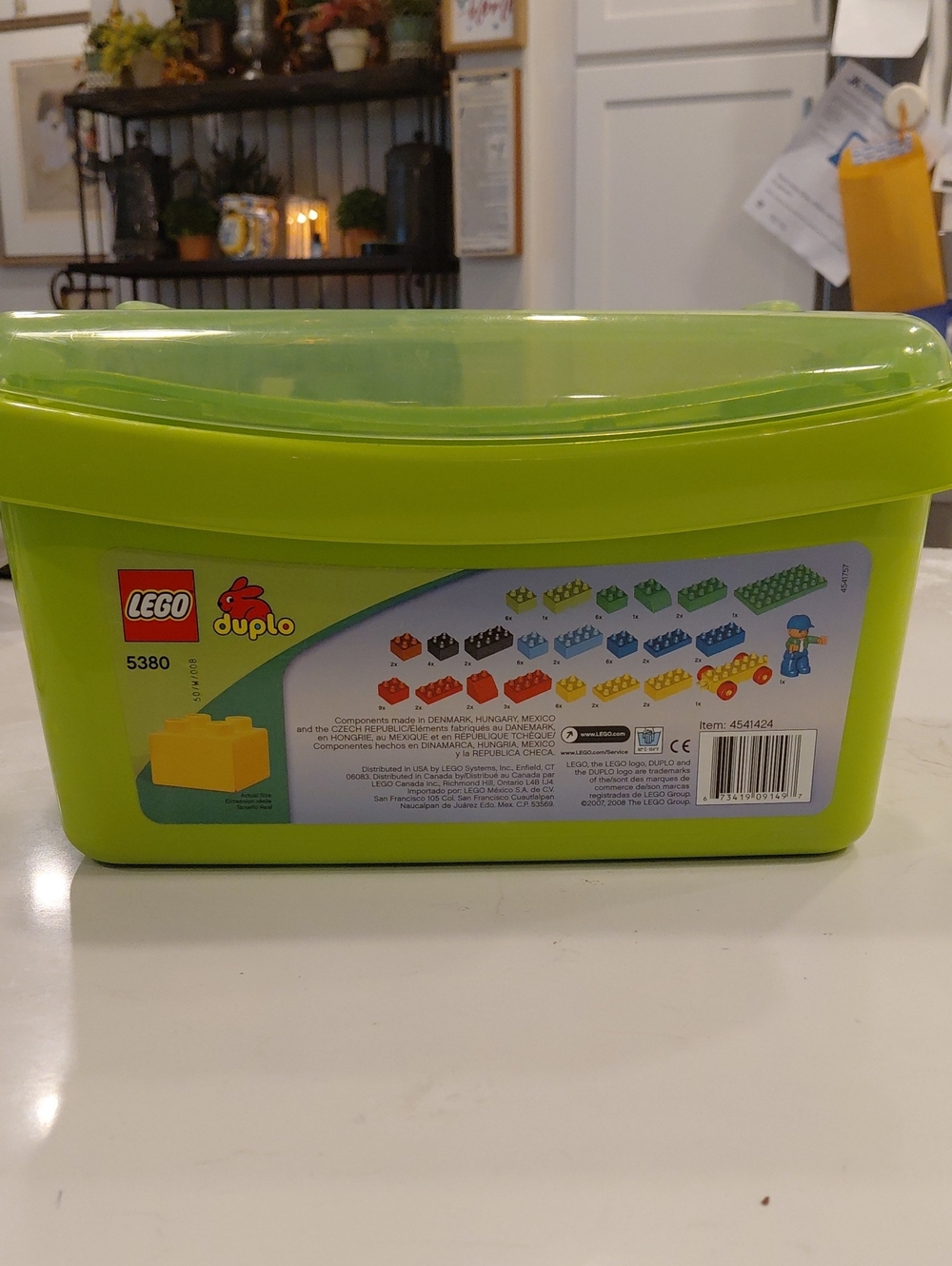 Lego Duplo Lime Green Storage Box with Lid And Pieces.  "As IS".